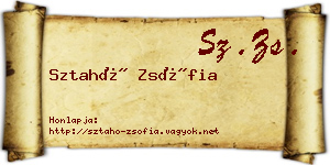 Sztahó Zsófia névjegykártya