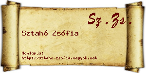 Sztahó Zsófia névjegykártya